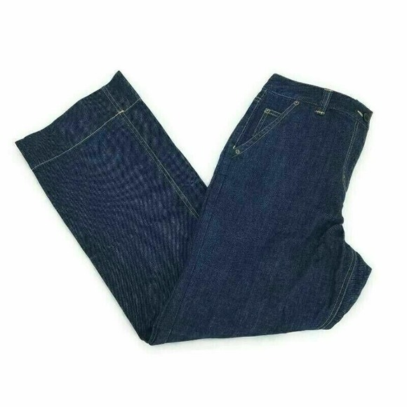 Talbots Womens Straight Jeans Blue Stretch Dark Wash Pocket High Rise Denim 12 - Picture 2 of 8